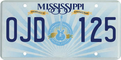 MS license plate OJD125