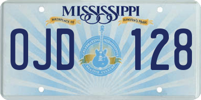 MS license plate OJD128