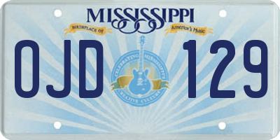MS license plate OJD129