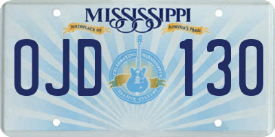 MS license plate OJD130