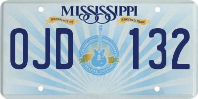 MS license plate OJD132