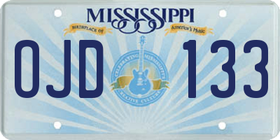 MS license plate OJD133