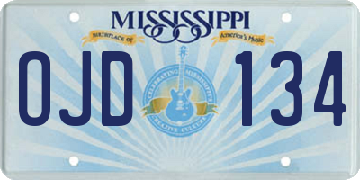 MS license plate OJD134