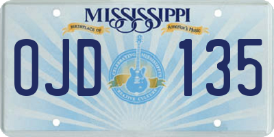 MS license plate OJD135