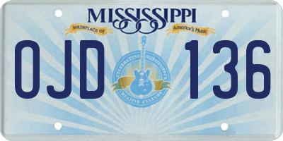 MS license plate OJD136
