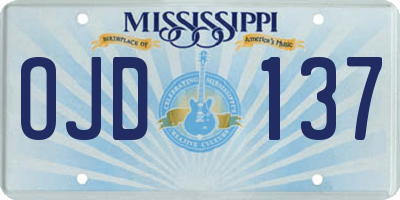 MS license plate OJD137