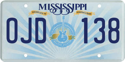 MS license plate OJD138