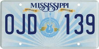 MS license plate OJD139