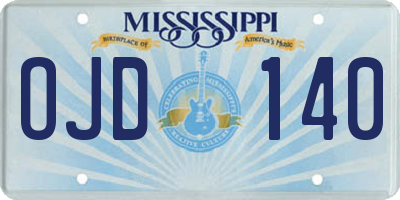 MS license plate OJD140