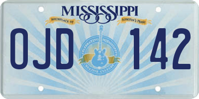 MS license plate OJD142