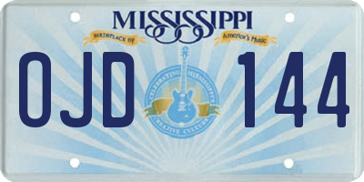 MS license plate OJD144