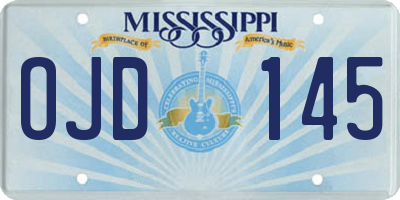 MS license plate OJD145