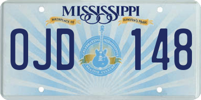 MS license plate OJD148