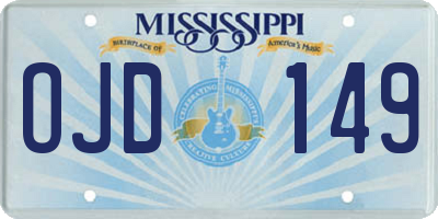 MS license plate OJD149