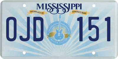 MS license plate OJD151