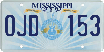 MS license plate OJD153