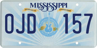 MS license plate OJD157