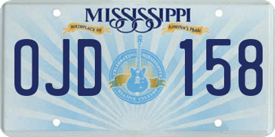 MS license plate OJD158