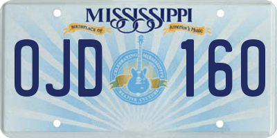 MS license plate OJD160