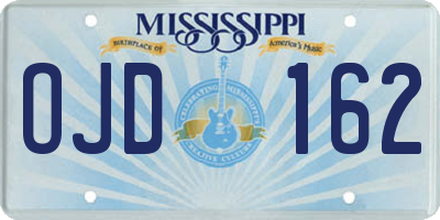 MS license plate OJD162