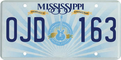 MS license plate OJD163