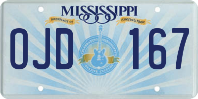 MS license plate OJD167