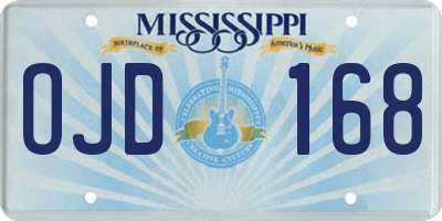 MS license plate OJD168