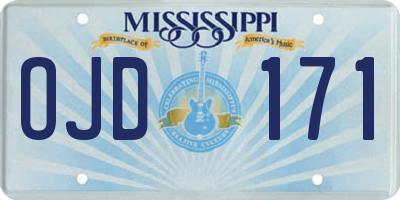 MS license plate OJD171