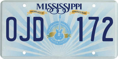 MS license plate OJD172