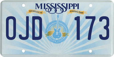MS license plate OJD173