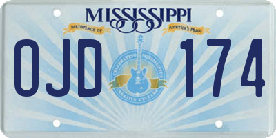 MS license plate OJD174