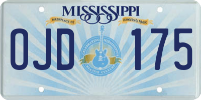 MS license plate OJD175