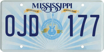 MS license plate OJD177