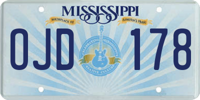 MS license plate OJD178