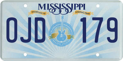 MS license plate OJD179