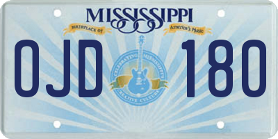 MS license plate OJD180