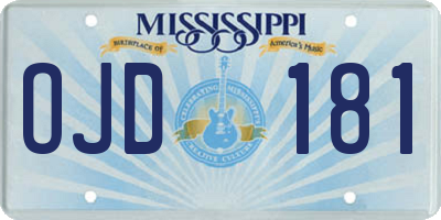 MS license plate OJD181