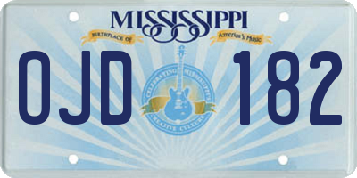 MS license plate OJD182