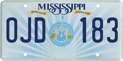 MS license plate OJD183