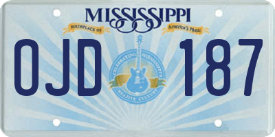 MS license plate OJD187