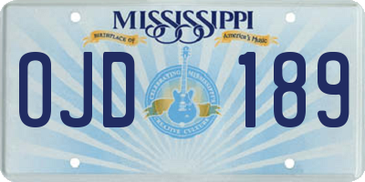 MS license plate OJD189