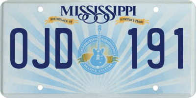 MS license plate OJD191