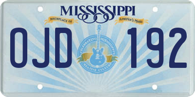MS license plate OJD192