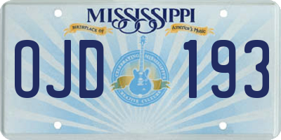 MS license plate OJD193