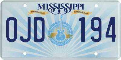 MS license plate OJD194