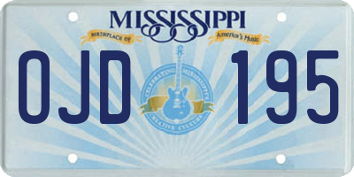 MS license plate OJD195