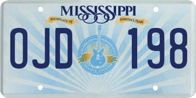MS license plate OJD198