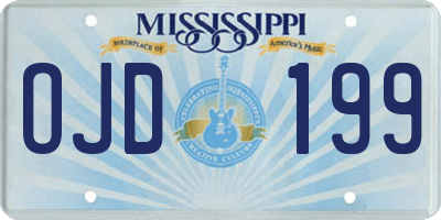 MS license plate OJD199