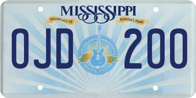 MS license plate OJD200