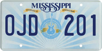 MS license plate OJD201